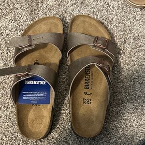 Birkenstock Dark Brown Leather Sandals